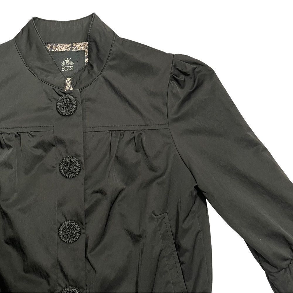 Bizz Black Ruffle Half Sleeve Button Up Jacket - Picture 3 of 12